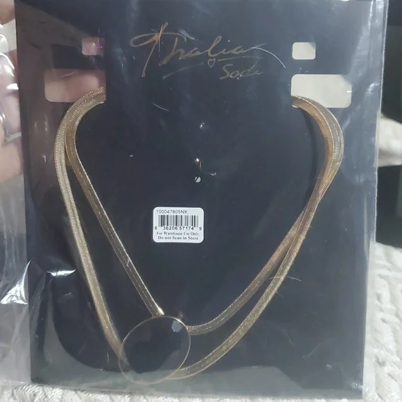 THALIA SODI Gold-Tone Large Stone Double Strand Statement Necklace, 16" + 3" ext - Picture 3 of 4